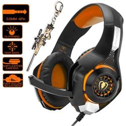 Pro Gaming Headset for PC PS4 Xbox One Surround Sound Over-Ear Headphones with Mic LED Light Bass Surround Soft Memory Earmuffs for Computer Laptop Switch Games Kid’s Boy’s Teen’s Gifts