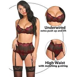 Avidlove Women Lingerie Set with Garter Belts Sexy Bra and Panty Underwire Lingerie Sets