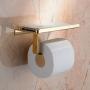 Beelee SUS 304 Stainless Steel Wall Mount Toilet Paper Holder, SUS304 Stainless Steel Bathroom Tissue Holder with Mobile Phone Storage Shelf, Golden