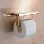 Beelee SUS 304 Stainless Steel Wall Mount Toilet Paper Holder, SUS304 Stainless Steel Bathroom Tissue Holder with Mobile Phone Storage Shelf, Golden