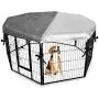 EXPAWLORER Dog Crate Cover for Outdoor and Indoor- Double Side Waterproof Windproof Shade Kennel Cover, Fits 24 Inches Crate with 8 Panel