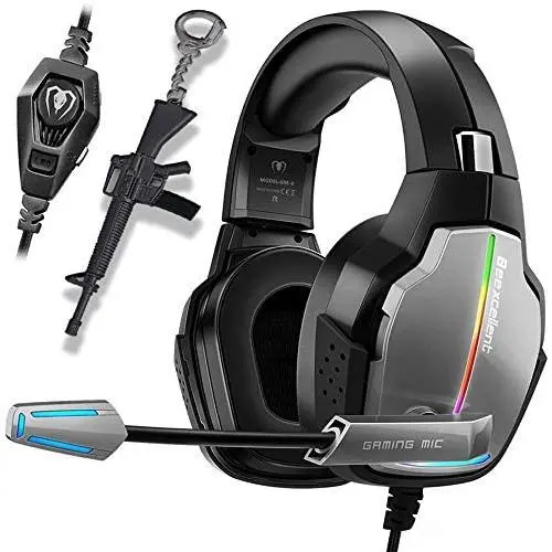 PS4 Gaming Headset Pro Gaming Headphone for Xbox one PC with Mic Stereo Surround Over-Ear Headset RGB Rainbow Light& Noise Cancelling for Laptop Tablet Mac Smart Phone (Grey) PS4 Gaming Headset Pro Gaming Headphone for Xbox one PC with Mic Stereo Surround Over-Ear Headset RGB Rainbow Light& Noise Cancelling for Laptop Tablet Mac Smart Phone (Grey)