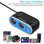 Quick Charge 3.0 Car Charger, AUOPLUS 96W 2 Socket Cigarette Lighter Power Adapter 12V/24V DC Outlet Splitter 5.4A Dual USB Ports for iPhone Android Samsung GPS Dash Cam
