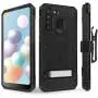 Evocel Galaxy A21 Explorer Series Pro with Glass Screen Protector and Belt Clip Holster for The Samsung Galaxy A21, Black
