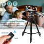 LINKCOOL Phone Tripod 50" Adjustable Travel Video Tripod Stand with Phone Mount Holder Compatible with Cell Phone Tripod, Action Camera Tripod, DSLR Tripod with Wireless Remote Shutter (Black)
