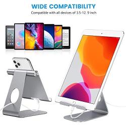 OMOTON Adjustable Tablet Stand iPad Stand Compatible with iPad 10.2 2019, New iPad Pro 11/12.9 inch 2020, iPad 9.7 2018, iPad Mini, iPad Air, Nintendo Switch, and All Cellphones Smart Phones, Grey