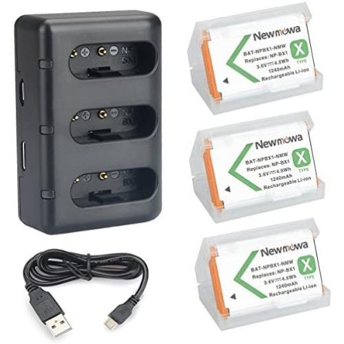 NP-BX1 Newmowa Replacement Battery (3-Pack) and 3-Channel USB Charger Set for Sony NP-BX1 and Sony Cyber-Shot DSC-RX100,DSC-RX100 II,DSC-RX100M II,DSC-RX100 III,DSC-RX100 IV,DSC-RX100 V/VII,ZV-1