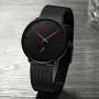 Mens Watches Ultra-Thin Minimalist Waterproof - Fashion Wrist Watch for Men Unisex Dress with Stainless Steel Mesh Band
