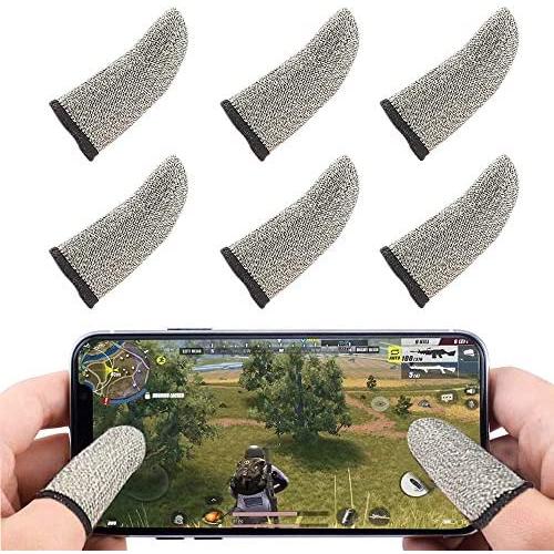 Mobile Game Controller Finger Sleeve Sets 6 Pack,Anti-Sweat Breathable Soft Touch Screen Sensitive Shoot and Aim Keys for Pubg Mobile/Knives Out/Rules of Survival,iPhone/iPad/Android Accessories