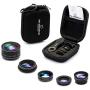 SHUTTERMOON Upgraded Phone Camera Lens Kit for iPhone Xs/R/X/8/7/6s/Smartphones/Pixel/Samsung/Android Phones Camera. 2xTele Lens Zoom Lens+Fisheye Lens+Super Wide Angle Lens & Macro Lens+CPL (5 in 1)