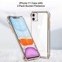 BELONGME Compatible with iPhone 11 Case 2019,Tempered Glass Screen Protector [2Pack] with Shockproof Crystal Clear Case for iPhone 11 6.1 inch.