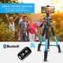 UBeesize 60-inch Camera Tripod, 5kg/11lb Load TR60 Load Portable Lightweight Aluminum Travel Tripod with Carry Bag & Bluetooth Remote, for DSLR Cameras Compatible with iPhone & Android Phone (Blue)