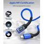 USB C to Lightning Cable 4FT, JSAUX [Apple MFi Certified] iPhone 11 Lightning to USB-C Fast Charging Cable Compatible with iPhone 11/11 Pro/11 Pro Max/X/XS/XR/XS/8/8 Plus, Supports Power Delivery-Blue