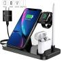 EVIGAL 4 in 1 Wireless Charger, Qi-Certified Fast Charging Station Compatible Apple Watch & AirPods & Apple Pencil, iPhone11/11Pro/11Pro Max/X/XS/XS Max/XR/8/8Plus, Samsung, Etc (with QC3.0 Adapter)