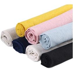 Linen Needlework Fabric, BENBO 7Pcs Assorted Colors Linen Embroidery Fabric Cross Stitch Cloth for Garments Crafts, Upholstery Flower Pot Decoration and Tablecloth, 19.7 x 19.7In