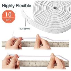 Elastic-Bands-for-Sewing, Elastic Rope/Elastic Cord Heavy Stretch High Elasticity Knit Elastic Band for Sewing Crafts DIY, Bedspread, Cuff(White, 10-Yards Length, 1/4" Width)