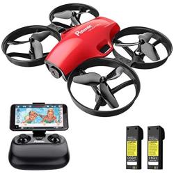 Potensic A30W FPV Drone with Camera, Mini RC Nano Quadcopter with Camera, Auto Hovering, Route Setting, Gravity Induction Mode and 500mAh Detachable Battery (red)