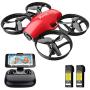 Potensic A30W FPV Drone with Camera, Mini RC Nano Quadcopter with Camera, Auto Hovering, Route Setting, Gravity Induction Mode and 500mAh Detachable Battery (red)
