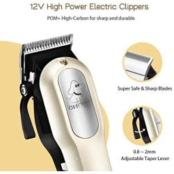 OMORC Dog Clippers with 12V High Power for Thick Coats, Professional Heavy Duty Dog Grooming Kit, Plug-in & Quiet Pet Clippers with 8 Comb Guides, 1 Scissor, 1 Comb, 1 Cleaning Brush