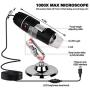 USB Digital Microscope,40X to 1000X Magnification Endoscope Mini Camera with 8 LEDs and Microscope Metal Stand,Compatible with Android, Mac,Window 7 8 10 for Kids, Students, Adults (Black)