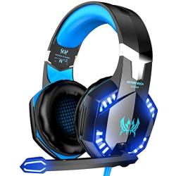 VersionTECH. G2000 Gaming Headset, Surround Stereo Gaming Headphones with Noise Cancelling Mic, LED Light & Soft Memory Earmuffs, Works with Xbox One, PS4, Nintendo Switch, PC Mac Computer Games -Blue