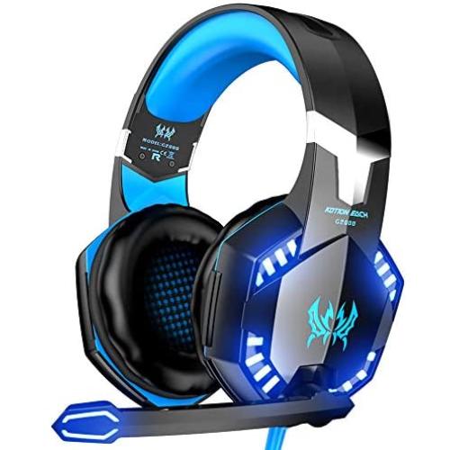 VersionTECH. G2000 Gaming Headset, Surround Stereo Gaming Headphones with Noise Cancelling Mic, LED Light & Soft Memory Earmuffs, Works with Xbox One, PS4, Nintendo Switch, PC Mac Computer Games -Blue
