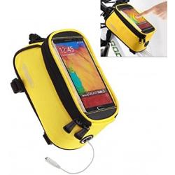 Roswheel Road Mountain Bike Bag Pannier Mini Cycling Bicycle Front Tube Bags for Men Women for iPhone 4 5 6 7 Plus 8 8plus X Samsung Huawei Xiaomi OnePlus LG HTC Meizu Google Nexus Yellow S M L