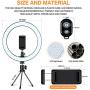 10" LED Ring Light with Tripod Stand and Phone Holder for Selfie,Live Streaming & YouTube Video, Dimmable Desk Makeup Ring Light for Photography, Shooting with 3 Light Modes and 10 Brightness Level