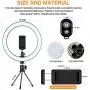 10" LED Ring Light with Tripod Stand and Phone Holder for Selfie,Live Streaming & YouTube Video, Dimmable Desk Makeup Ring Light for Photography, Shooting with 3 Light Modes and 10 Brightness Level 10" LED Ring Light with Tripod Stand and Phone Holder for Selfie,Live Streaming & YouTube Video, Dimmable Desk Makeup Ring Light for Photography, Shooting with 3 Light Modes and 10 Brightness Level