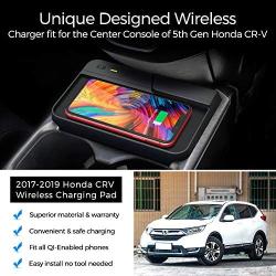 CarQiWireless Wireless Charger for Honda CRV 2019 2018 2017 Car Fast Charging Charger, Center Console Holder Storage Box with QI Enable Cell Phone Wireless Charging Pad Mat for CR-V Interior Accessory