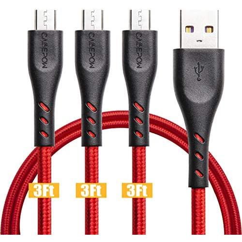 Micro USB Cable 3ft, Cabepow Android Charger Cable, Durable Premium Nylon Braided Fast Phone Charger Cord Android USB Charging Cord Compatible with Samsung Galaxy S7 S6 S7 Edge S5,Note 5,PS4,(3pack)