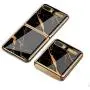 Phone Case Ultra-Thin Back Cover Tempered Glass Shell Electroplated PC Protector Fit for Samsung Galaxy Z Flip Phone Accessories (Gold Thread Black) Phone Case Ultra-Thin Back Cover Tempered Glass Shell Electroplated PC Protector Fit for Samsung Galaxy Z Flip Phone Accessories (Gold Thread Black)