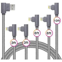 MFi Certified iPhone Charging Cable 2X3FT/2X6FT/10FT Nylon Braided iPhone Charger USB Fast Charging&Syncing Cord Cables Compatible iPhone XS/Max/XR/X/8P/8/7/7P/6/iPad 5 Pack (Gray)