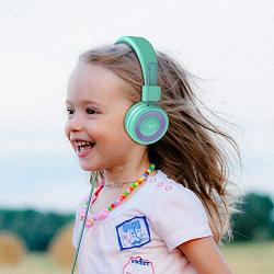 Elecder i37 Kids Headphones Children Girls Boys Teens Foldable Adjustable On Ear Headphones 3.5mm Jack Compatible iPad Cellphones Computer MP3/4 Kindle Airplane School Tablet Green/Purple