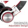 Elecder i39 Headphones with Microphone Foldable Lightweight Adjustable On Ear Headsets with 3.5mm Jack for iPad Cellphones Computer MP3/4 Kindle Airplane School Red/Black