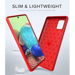 Aliruke Case for Samsung Galaxy A71 5G Case with Tempered Glass Screen Protector[2 Pack],Slim Shockproof TPU Bumper Cover Flexible Lightweight Protective Phone Case for Samsung Galaxy A71 5G, Red