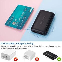 Slim USB Wall Charger, Pofesun 2 Pack Flat Dual Port USB Wall Charger Charging Block Adapter with Foldable Plug Compatible with iPhone Xs/XS Max/XR/X/8/8 Plus/7/6S/ 6S Plus,Samsung Galaxy,HTC-Black