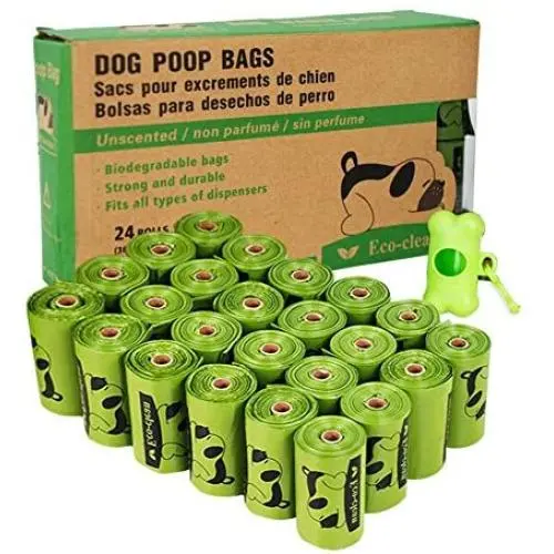 ECO-CLEAN Dog Poop Bags, 24 Rolls/360 Bags with Dispenser, Dog Waste Bags, Unscented, Leak-Proof, Easy Tear-Off