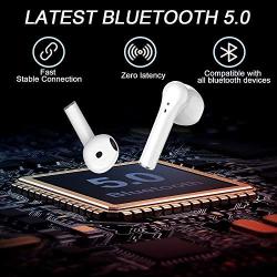 Bluetooth 5.0 Earbuds Wireless Headphones Smart Noise Cancelling 3D Stereo Built-in Mic in-Ear Headphones with 24H Charging Case IPX5 Waterproof Sports Headphones for iPhone/Android/Apple Airpods