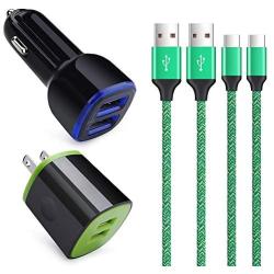 Car Charger USB C Set, Wall Charging Block Fast Charging Type C Cable Compatible for Samsung Galaxy S20+ S20 Ultra A20 A11 A51 A30 A40 A50 A70 A71 A80 A90 A10E A20E A20S A30S A9 A50S S10+ Note 20 10