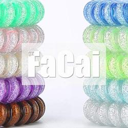 Facai Spiral Hair Ties,Colorful Coil Hair Ties No Crease Phone Cord Ties 10Pcs Waterproof Hair Coils,Hair Accessories for Women Girls(Fluorescent Color)