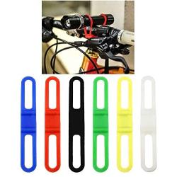 Yahpetes Silicone Bicycle Band 6 Pcs Bike Light Holder Strap 5.7" Flashlight Band Phone Strap Tie Ribbon Mount Holder for Light Handlebar Mount