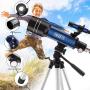 Emarth Telescope, Travel Scope, 70mm Astronomical Refracter Telescope with Tripod & Finder Scope, Portable Telescope for Kids Beginners (Blue)