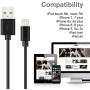 Lightning Cable, Quntis 3Pack 6.5FT Lightning to USB A Cable MFi Certified iPhone Cable Compatible with iPhone Xs Max XR X 8 Plus 7 Plus 6 Plus 5s SE iPad Pro iPod Airpods and More, Black