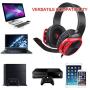 SADES R17 Gaming Headset for PS4 Controller,Xbox One,PC,Laptop,Mac,Tablet,Smartphone,Over Ear Noise-canceling Gaming Headphones with Mic for Nintendo Switch Games(Black&Red)