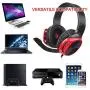 SADES R17 Gaming Headset for PS4 Controller,Xbox One,PC,Laptop,Mac,Tablet,Smartphone,Over Ear Noise-canceling Gaming Headphones with Mic for Nintendo Switch Games(Black&Red)
