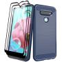 Aliruke Case for LG K51 Case with Tempered Glass Screen Protector[2 Pack], Slim Shockproof TPU Bumper Cover Flexible Lightweight Protective Phone Case for LG K51/LG Reflect/LG Q51, Blue