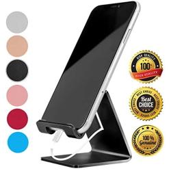 Desk Cell Phone Stand Holder Aluminum Phone Dock Cradle Compatible with Switch, All Android Smartphone, for iPhone 11 Pro Xs Xs Max Xr X 8 7 6 6s Plus 5 5s 5c Charging, Accessories Desk (Black)