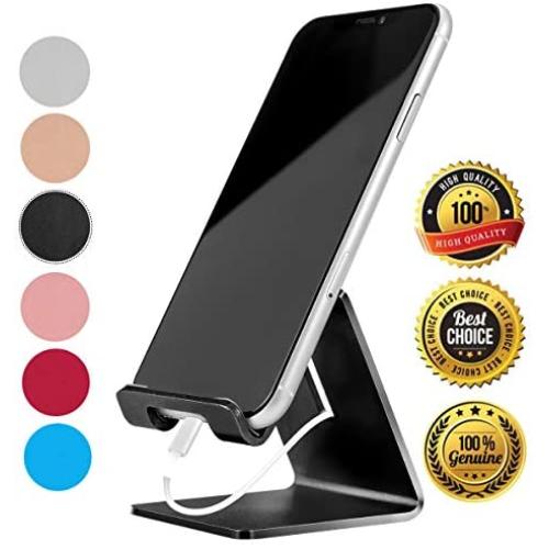 Desk Cell Phone Stand Holder Aluminum Phone Dock Cradle Compatible with Switch, All Android Smartphone, for iPhone 11 Pro Xs Xs Max Xr X 8 7 6 6s Plus 5 5s 5c Charging, Accessories Desk (Black)