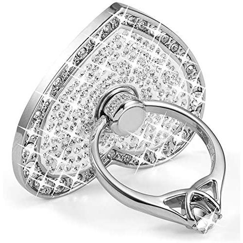 Cell Phone Ring Holder,360° Rotation Diamond Metal Finger Ring Grip for iPhone iPod iPad Samsung Galaxy and Other Smartphones (Silver)